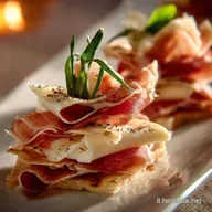 Albero di sfoglia con mozzarelline e prosciutto: Antipasto facile