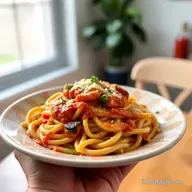 Pizza Pasta Pasticcio di Rigatoni Filante Stile Pizza Comfort Food Italiano