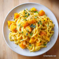 Ricetta di Pasta e Zucca Cremosa per 4 Persone in 40 Minuti