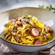 Tagliatelle Funghi e Salsiccia in 30 Minuti