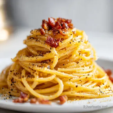 Pasta alla Carbonara: Cremosa con Guanciale per 4 Persone Scheda ricetta