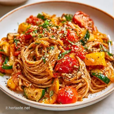 Pasta Con Verdure Estive per 4 Persone Scheda ricetta