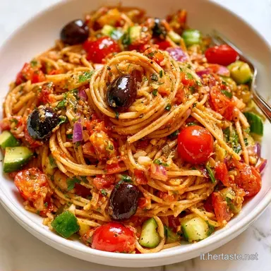 Pasta Fredda con Olive Nere per 4 Persone Scheda ricetta