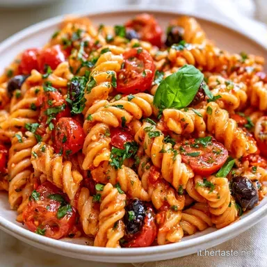 Pasta Fredda Pomodorini e Olive per 4 Scheda ricetta