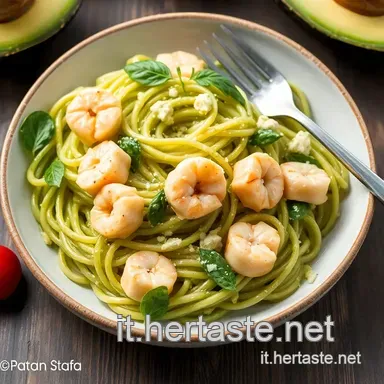 Ricette con Avocado: Pasta Fresca Avocado e Gamberetti da Urlo! Scheda ricetta