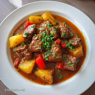 Zartes Rindergulasch so einfach gelingt immer f&uuml;r 4 Scheda ricetta