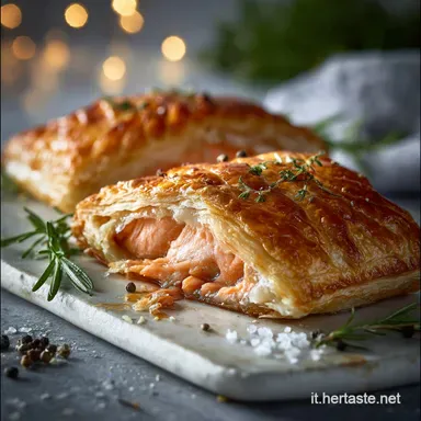 Salmone in Crosta di Sfoglia con Spinaci per 4 Persone Scheda ricetta