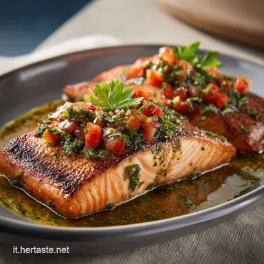 Salmone Mediterraneo in Teglia per 4 Persone Scheda ricetta