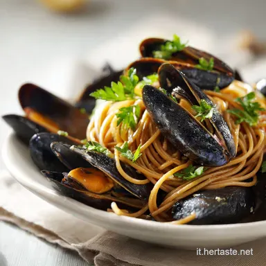 Spaghetti con Cozze per 4 Persone Scheda ricetta