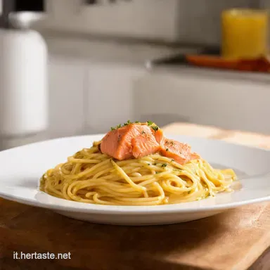 Spaghetti con Salmone Ricetta Facile Cremosa Scheda ricetta