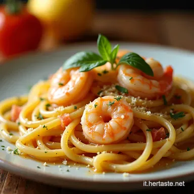 Pasta ai Gamberi Veloce Ricetta Facile con Limone e Pomodorini Scheda ricetta