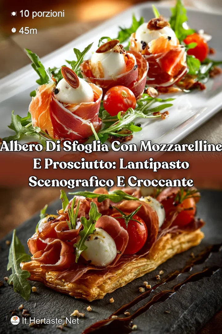 Albero di sfoglia con mozzarelline e prosciutto: Lantipasto scenografico e croccante