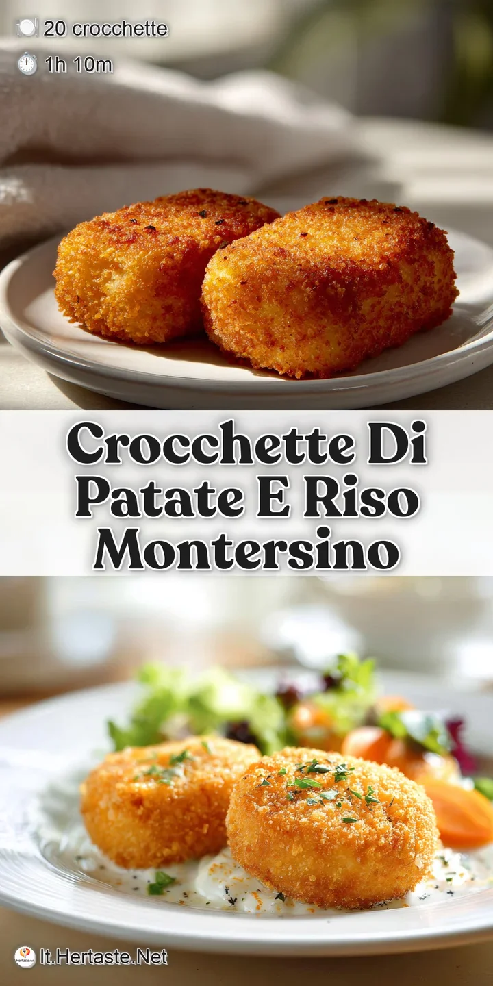 Close-up shows a single, golden-fried potato and rice croquette with a slightly rough, appealingly textured surface.