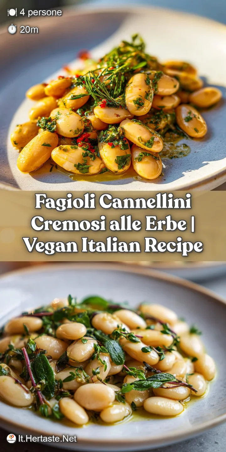 Close-up of plump, tender cannellini beans bathed in a rich, herbaceous broth, hinting at warmth.