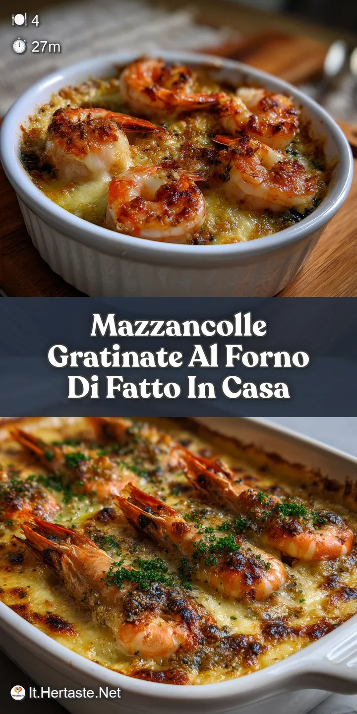 Close-up of bubbling, golden-brown breadcrumbs blanketing plump shrimp. Hints of olive oil and herbs promise a rich, savor...