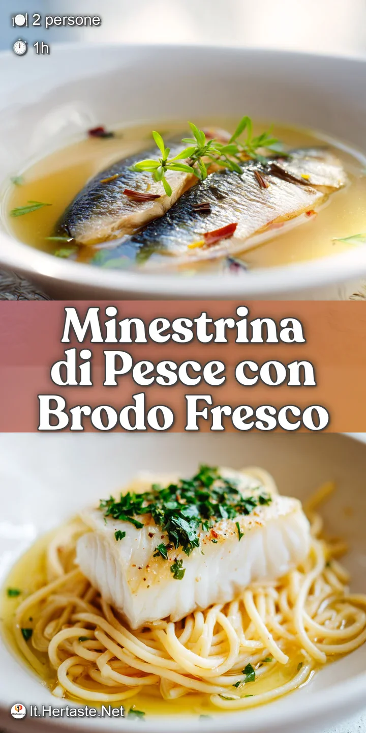 Close-up of minestrina: plump mussels and shrimp peek from a fragrant broth filled with colorful diced carrots and zucchin...