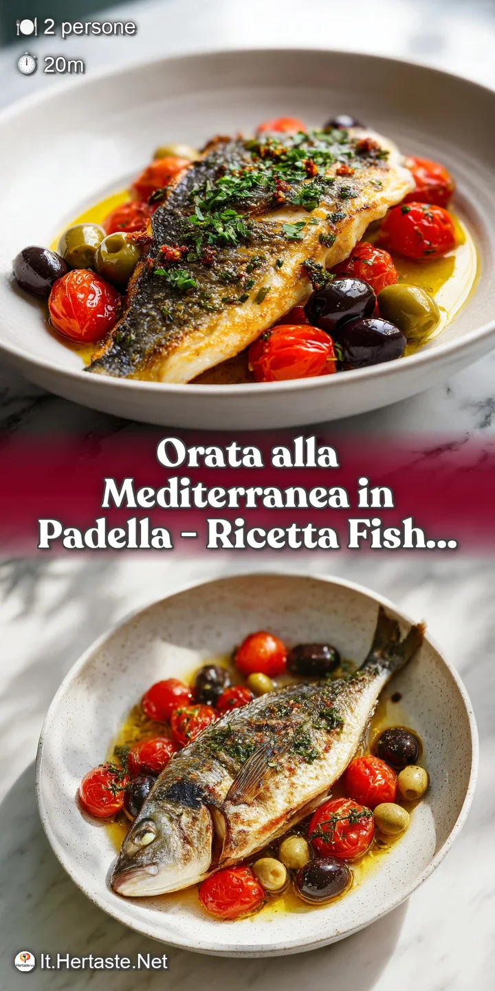 Close-up of tender, flaky sea bream flesh glistening with olive oil and studded with colorful Mediterranean accents.