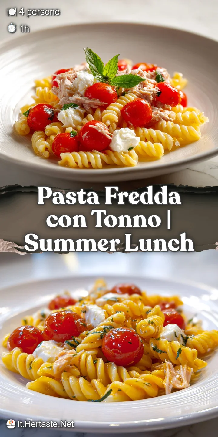 Primo piano di fusilli lucidi conditi con tonno sminuzzato, zest di limone vibrante e un tocco di pepe nero macinato.