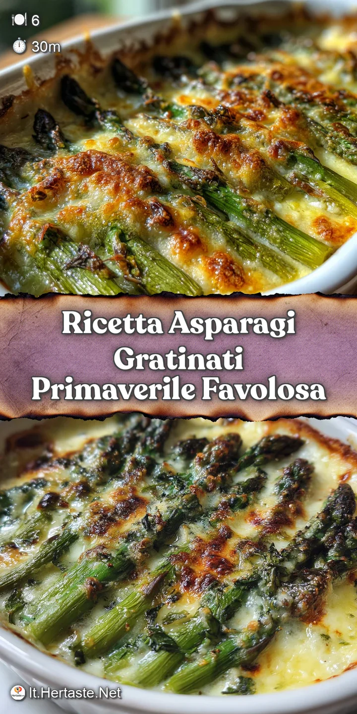 Close-up of bubbly, golden asparagus gratin, the creamy sauce glistening and the asparagus spears looking tender and invit...