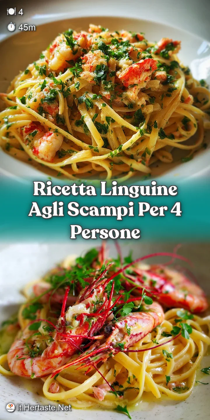 Close-up of al dente linguine tangled with juicy scampi, showcasing the vibrant colors and textures of this Italian classic.