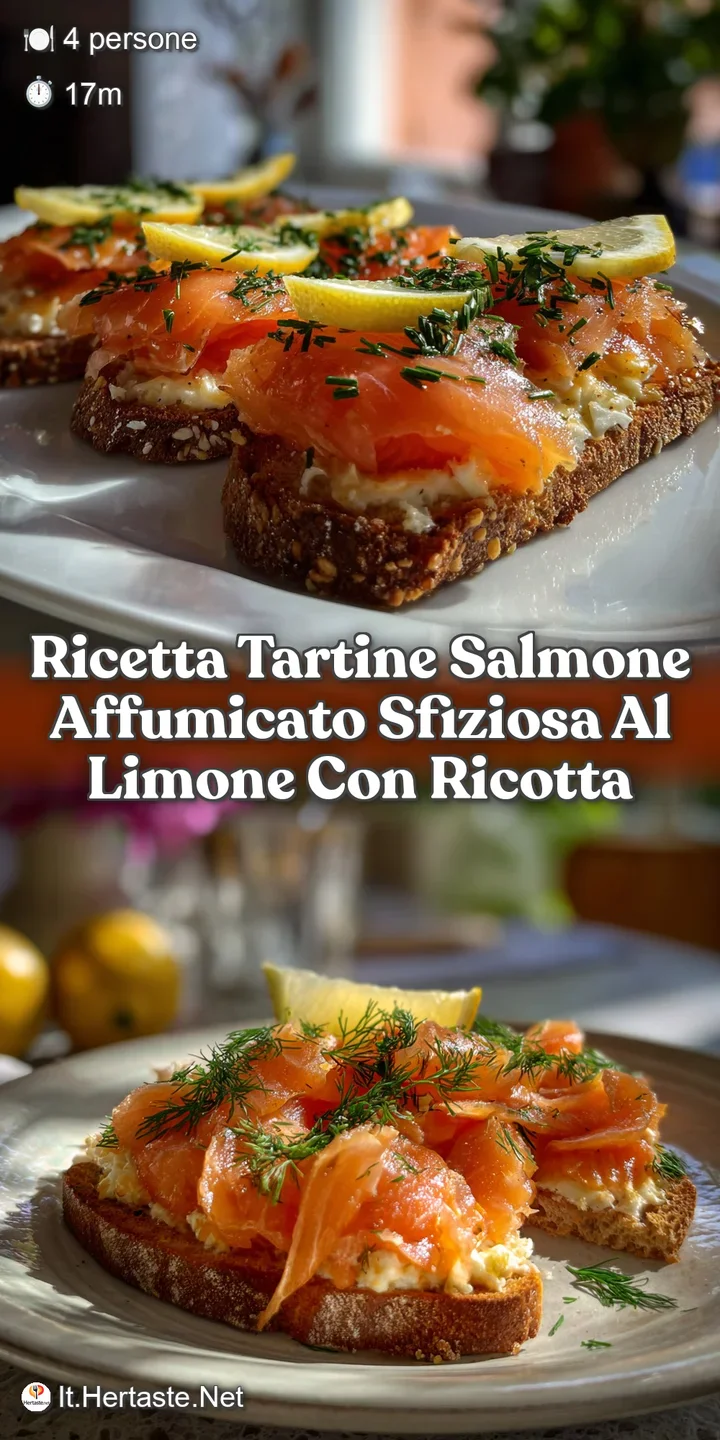 Close-up of a single tartine: Flaky bread topped with luscious, rosy smoked salmon, a dollop of cream cheese, and a burst ...