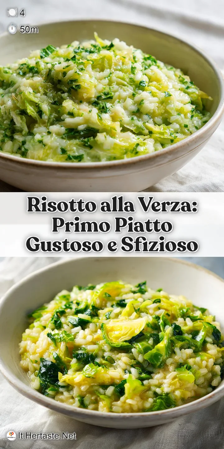 Close-up of fluffy risotto, its creamy texture highlighted by bright green cabbage leaves.