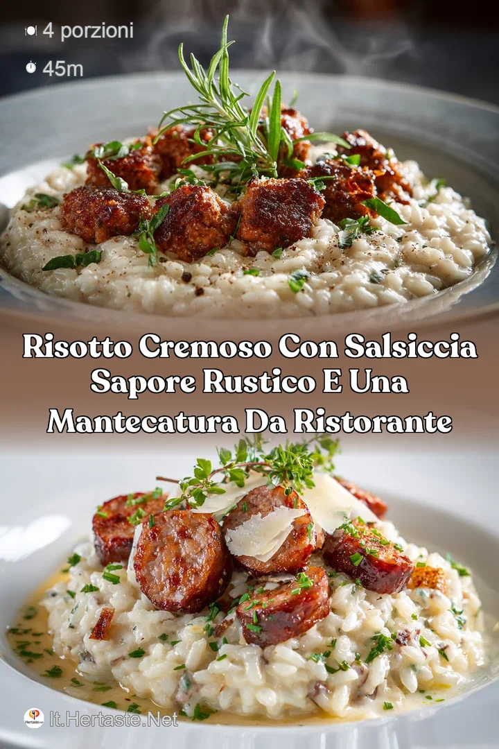 Risotto cremoso con salsiccia Sapore rustico e una mantecatura da ristorante