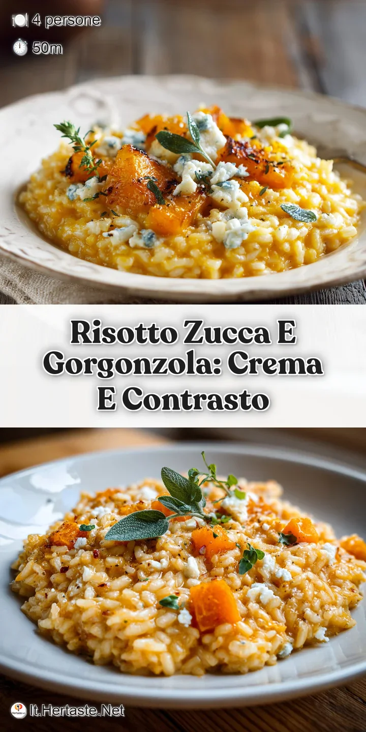 Close-up of creamy risotto with pockets of melted gorgonzola. Visible steam hints at its warmth. A comforting dish!