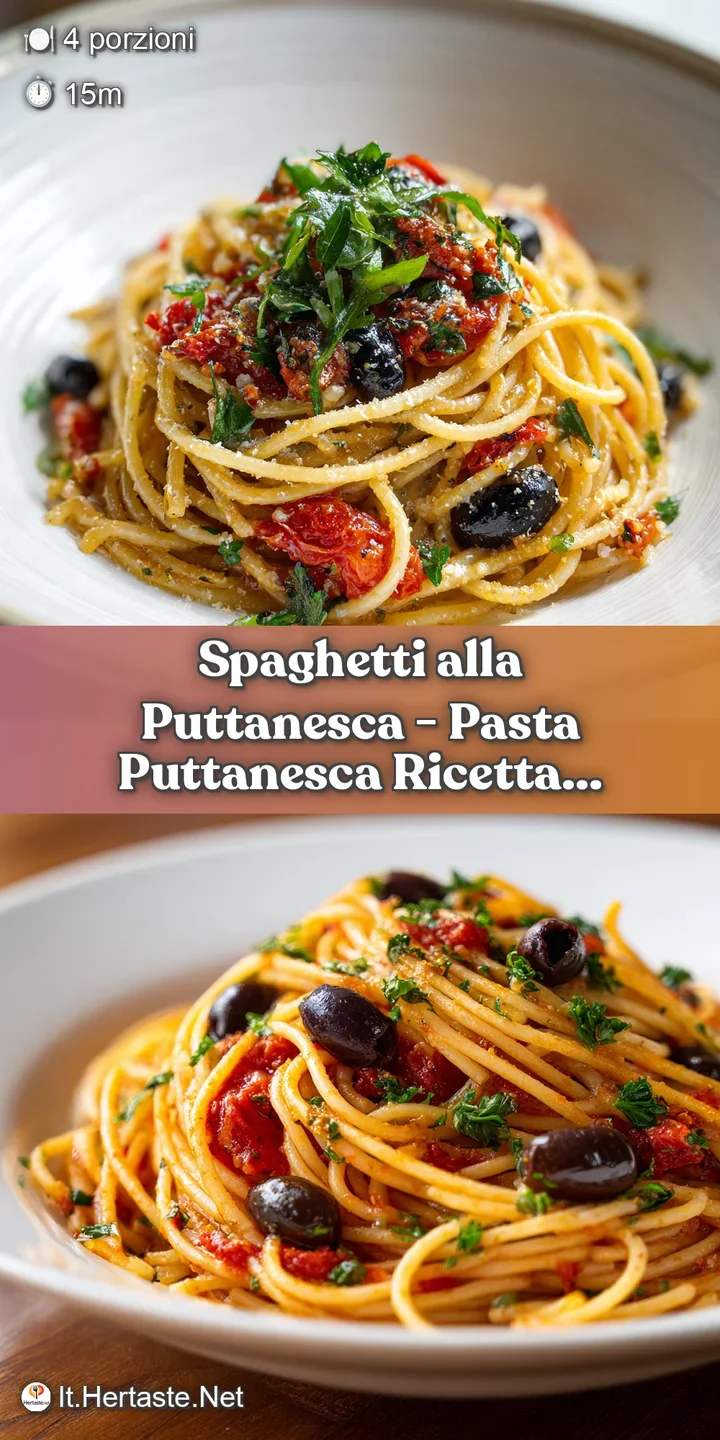 Close-up of tender spaghetti embracing a textured sauce with bursts of black olives and briny capers.