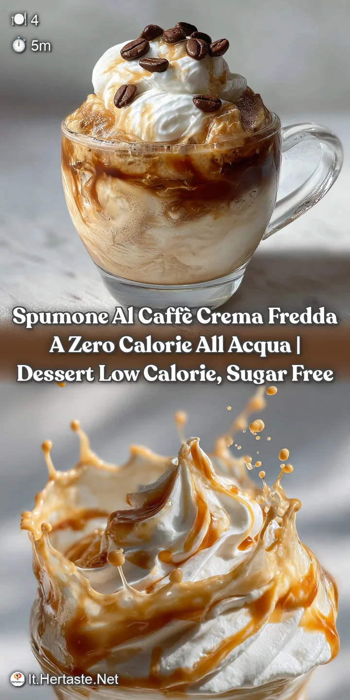 Close-up of a chilled coffee dessert. Notice the velvety texture of the light crema and the dark coffee swirls, so refresh...