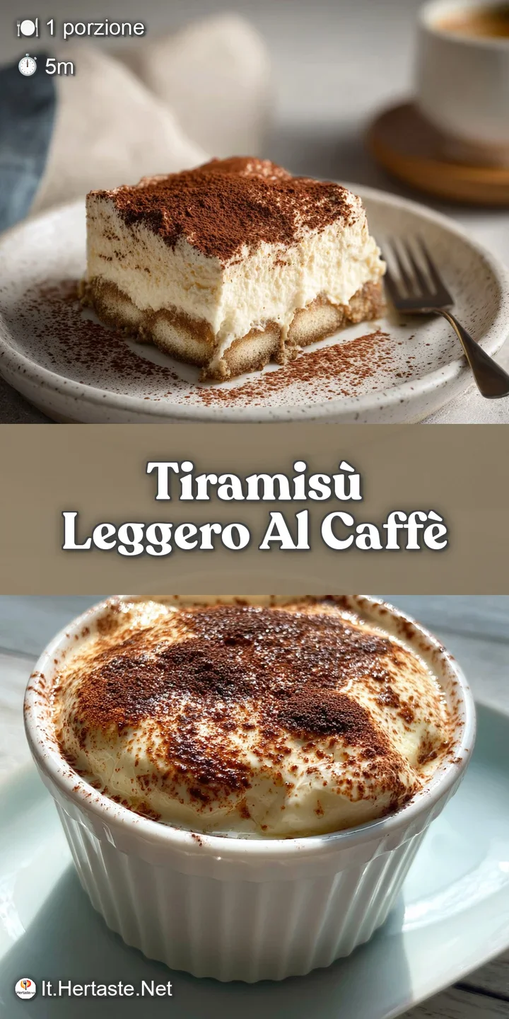 Close-up of tiramisu layers: creamy mascarpone alternating with coffee-soaked ladyfingers, topped with a generous dusting ...