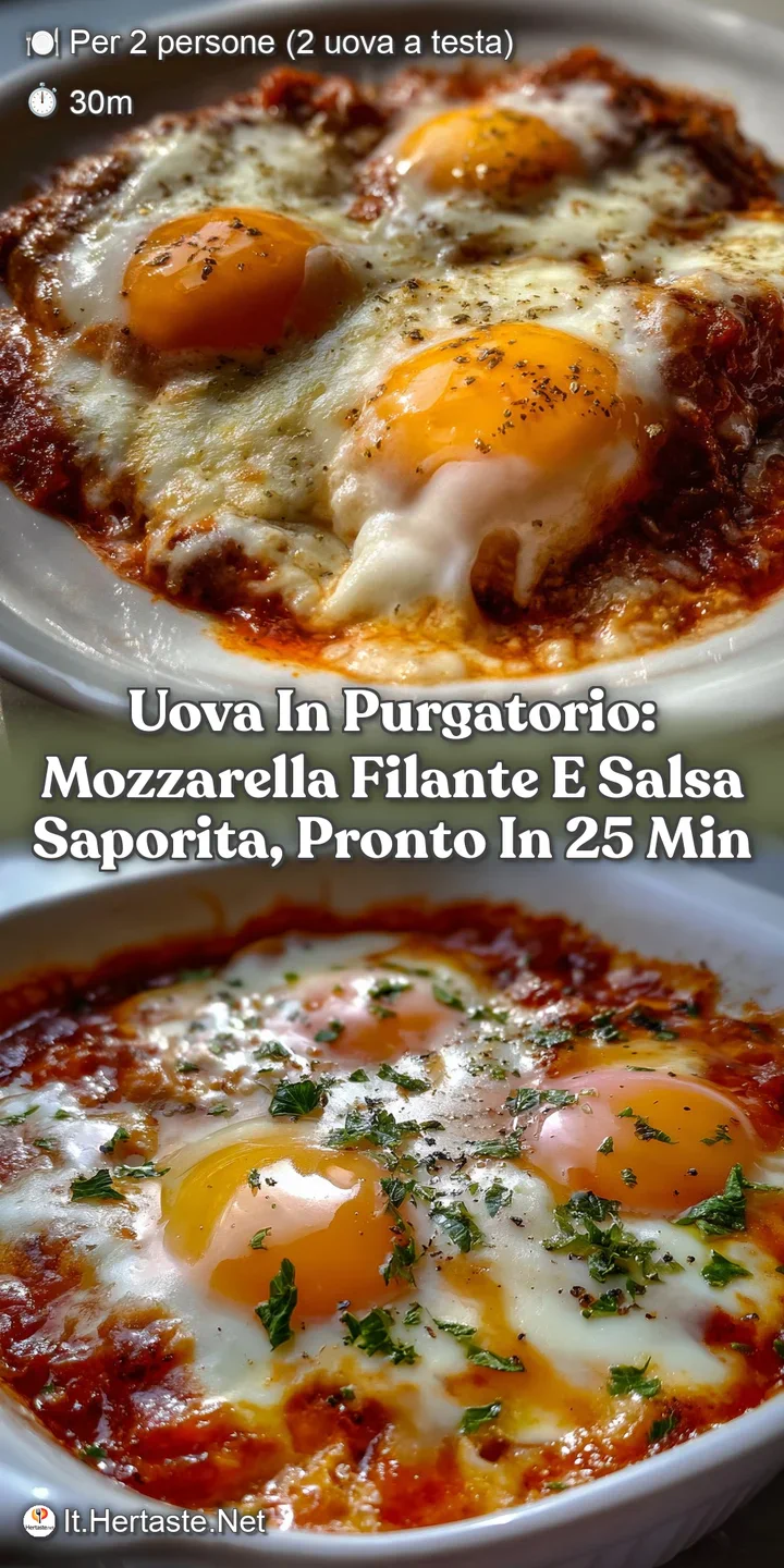 Uova in purgatorio: mozzarella filante e salsa saporita pronto in 25 min