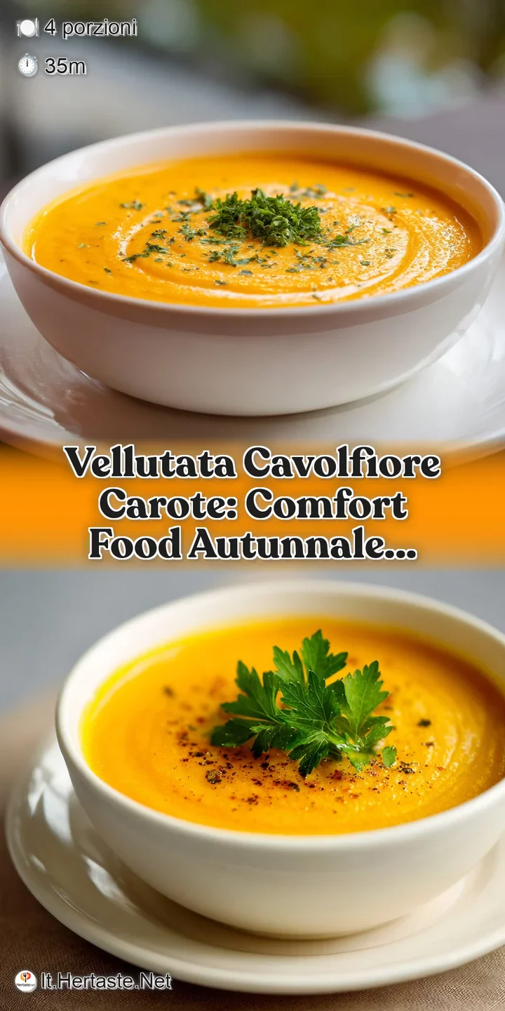 Close-up of luscious, creamy cauliflower and carrot soup; enticing steam rises from the smooth, vibrant, orange surface.