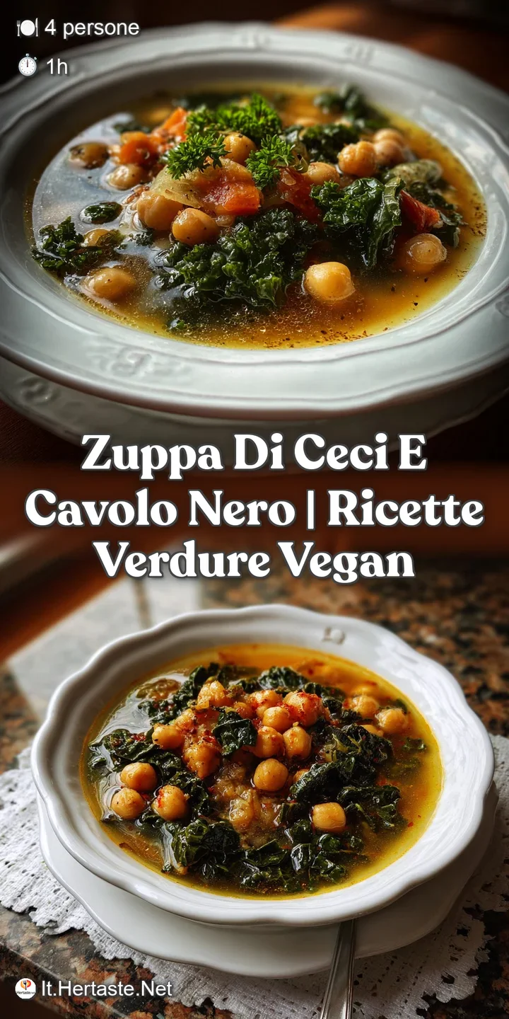 Rustic soup, deep green kale and creamy chickpeas in a terracotta bowl. Garnished with a drizzle of olive oil, warm, invit...