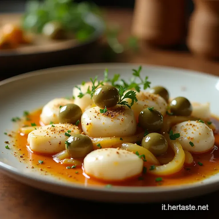 Baccal&agrave; Tenero in Bianco Con Cipolle Dolci E Olive Taggiasche Un Classico Del Mediterraneo presentation