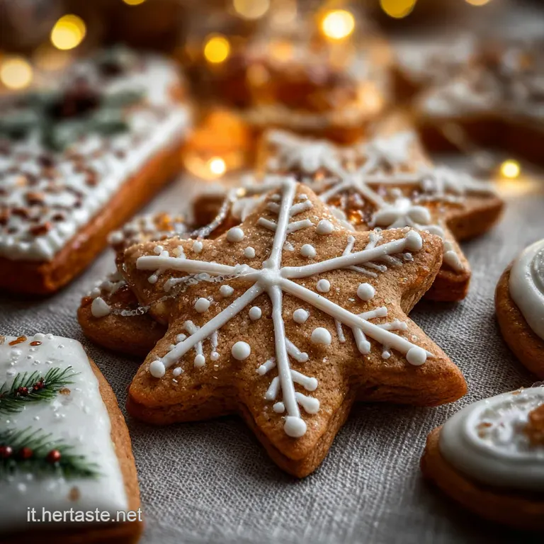 Festive biscotti arranged on a plate, adorned with colorful sprinkles and powdered sugar; holiday presentation, inviting d...