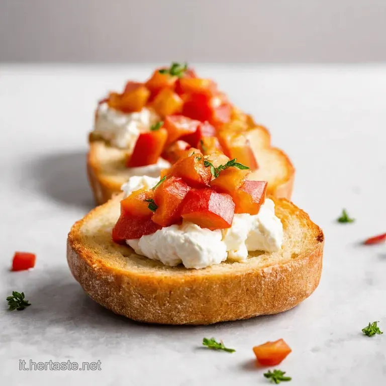 Bruschette Estive con Pesche Grigliate Ricotta e Erba Cipollina