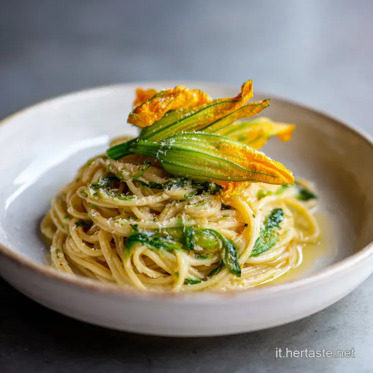 Cacio e Pepe con Fiori di Zucca Vellutato