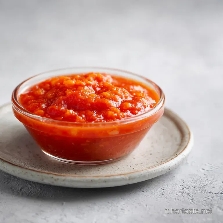 Deep red tomato sauce drizzled over creamy ricotta, garnished with fresh basil. Rustic Italian simplicity on a white plate.