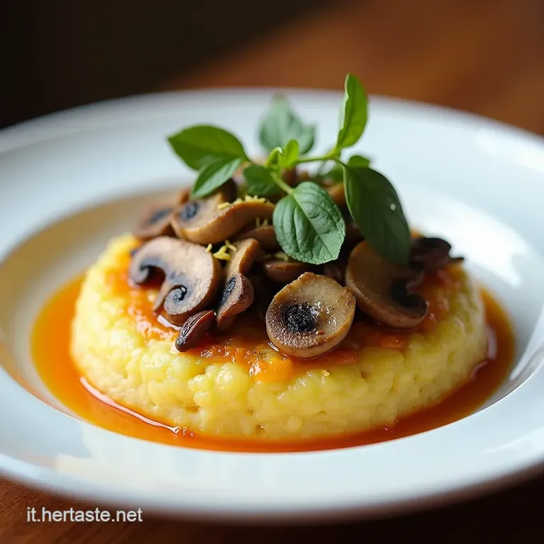 Croccante di Polenta con Funghi Saltati e Taleggio Fuso