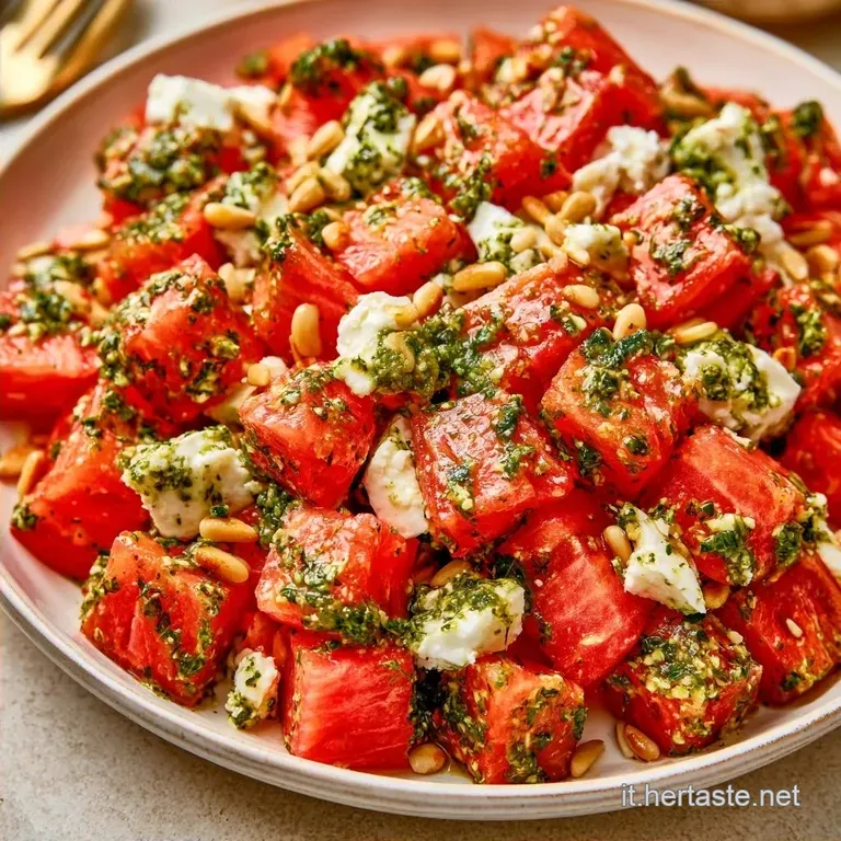 Insalata Anguria e Feta con Pesto di Olive