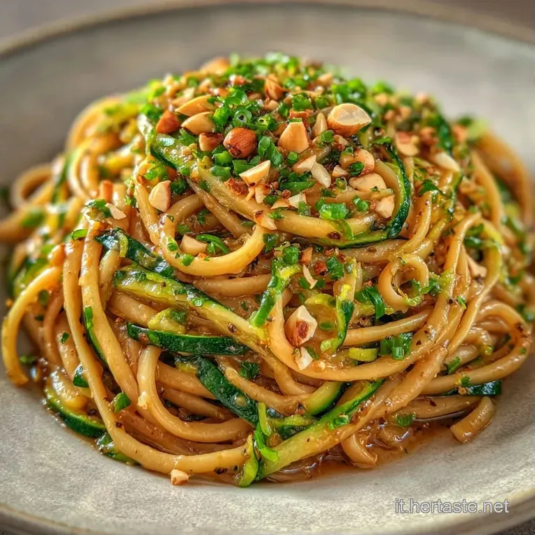 Composizione curata di zucchine saltate dal verde vivo, spolverate di pepe nero su un fondo di ceramica bianca lucida.