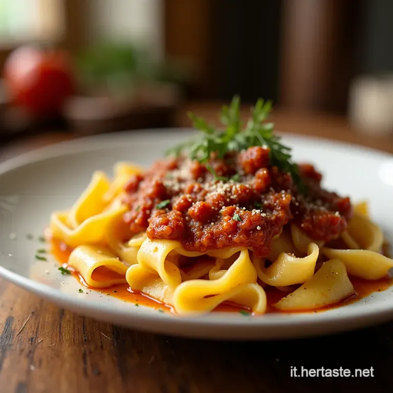 Nidi Di Tagliatelle Al Forno Nido Doro Con Rag&ugrave; Rustico E Besciamella Vellutata presentation