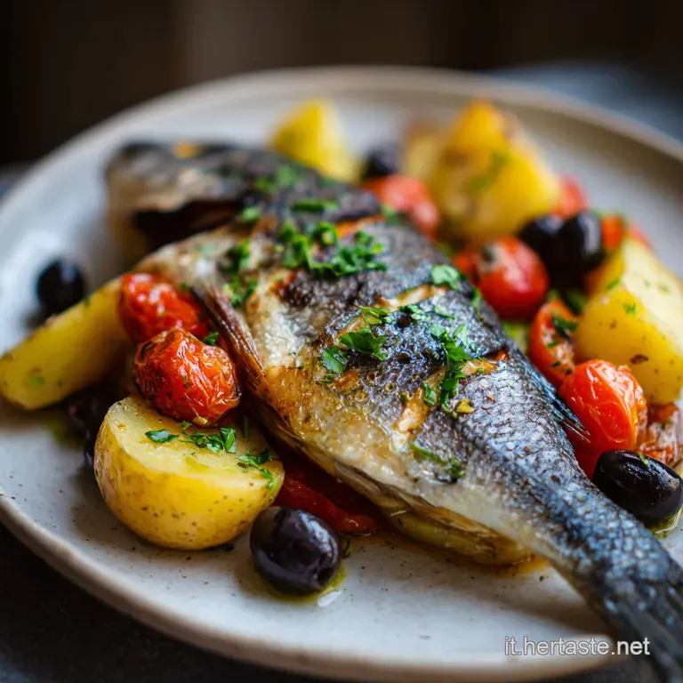 Orata al Forno con Patate Olive e Pomodorini