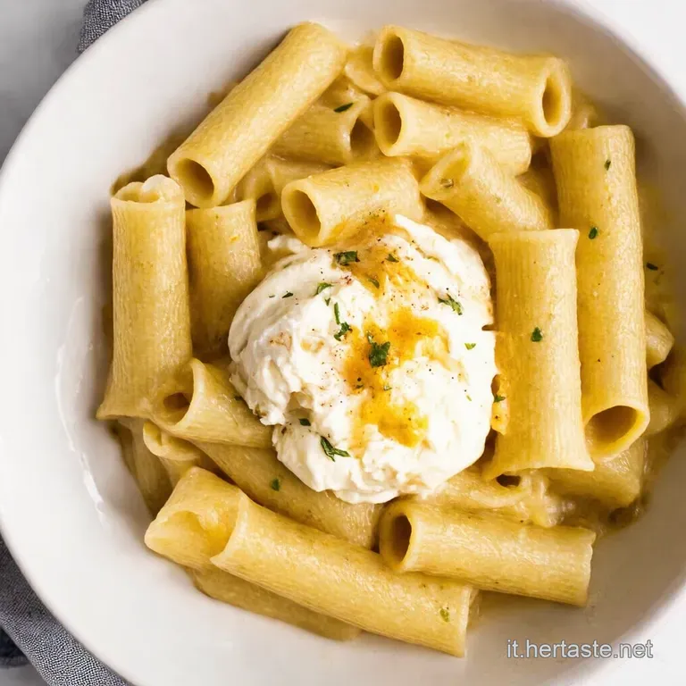 Paccheri alla Crema di Burrata e Pistacchi con Guanciale Croccante