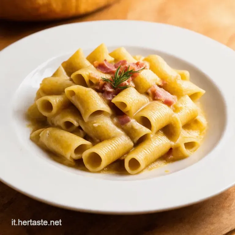 Paccheri Cremosi Speck E Datterini Rossi presentation