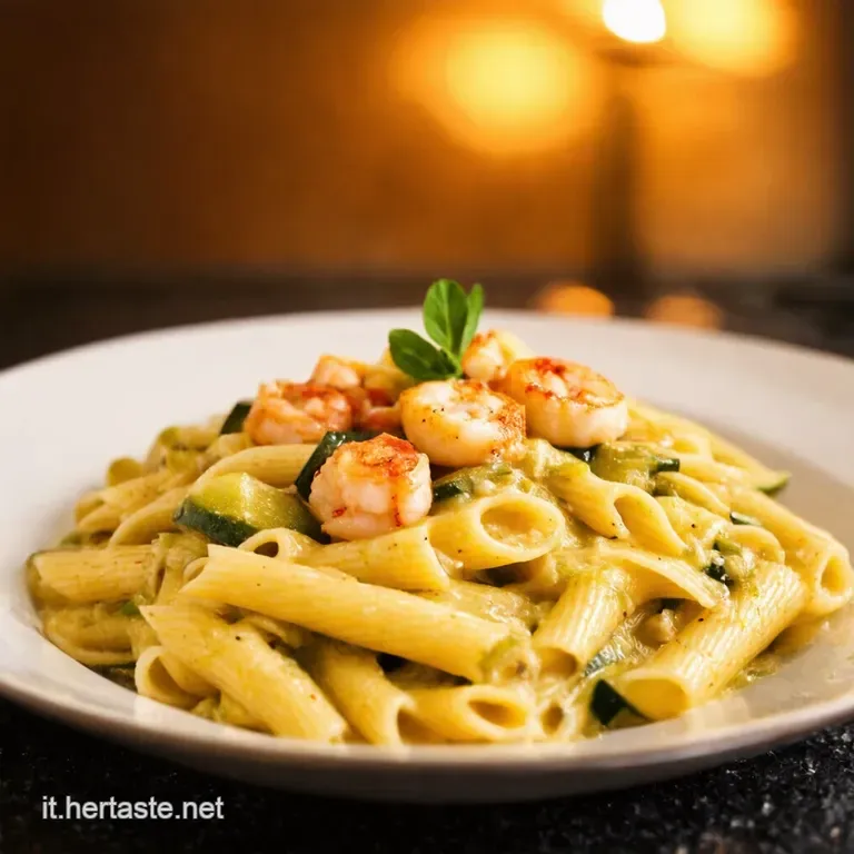 Pasta Con Gamberoni Zucchine E Limone presentation