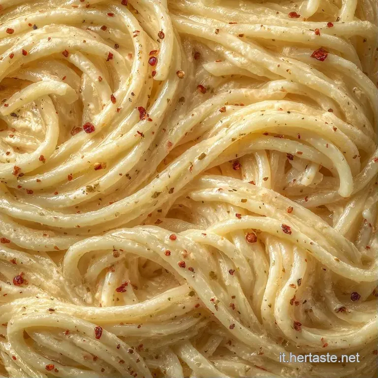 Elegante spirale di pasta avvolta in una crema vellutata, con una spolverata di formaggio bianco su sfondo neutro.