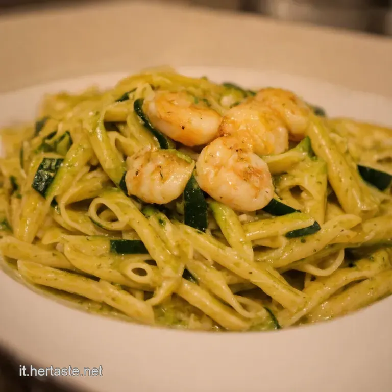 Pasta Zucchine E Gamberetti Al Limone presentation