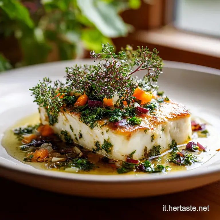 Elegant plate showcasing a succulent swordfish fillet with a golden crust, alongside bright green asparagus spears.